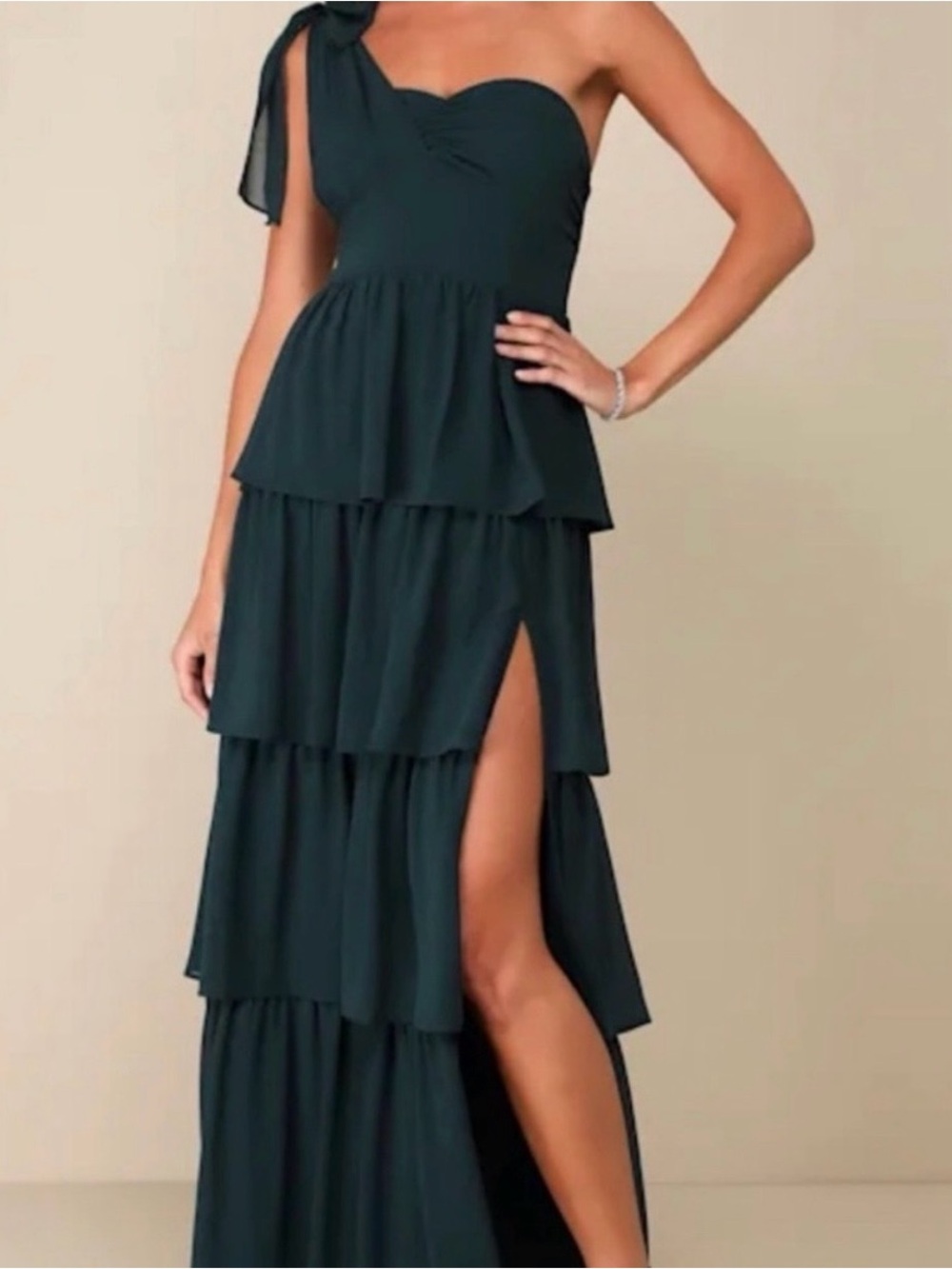Lulus One-Shoulder Tiered Maxi Dress